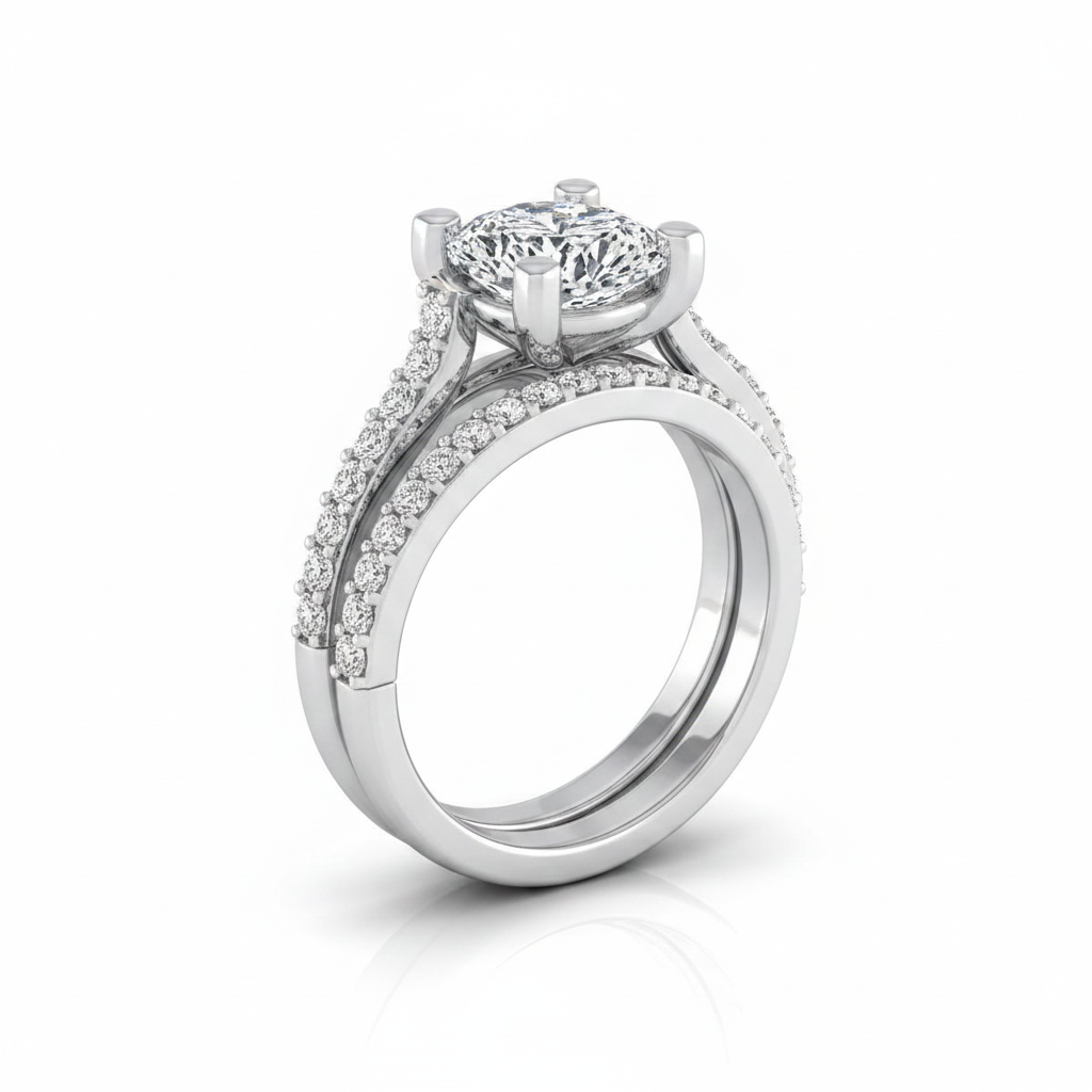 The Presley Matching Wedding Band, Cushion in Platinum