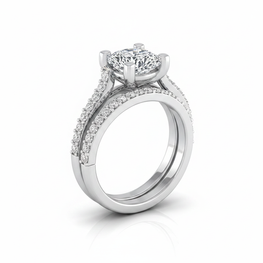 The Presley Matching Wedding Band, Cushion in Platinum