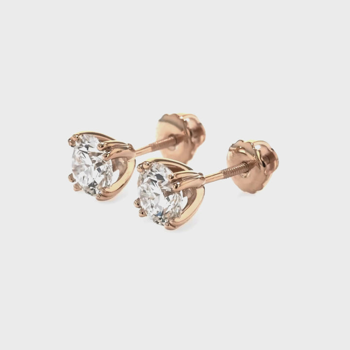 7 Carat Ideal Cut Colorless VS Lab Diamond Stud Earrings