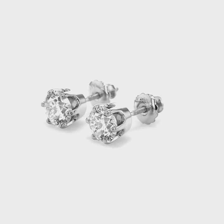 7 Carat Ideal Cut Colorless VS Lab Diamond Stud Earrings