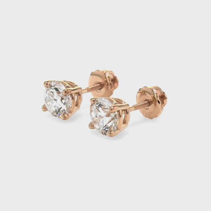 7 Carat Ideal Cut Colorless VS Lab Diamond Stud Earrings