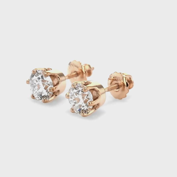 7 Carat Ideal Cut Colorless VS Lab Diamond Stud Earrings