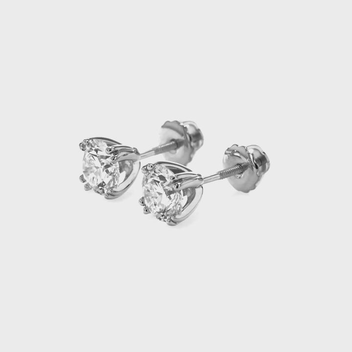 7 Carat Ideal Cut Colorless VS Lab Diamond Stud Earrings