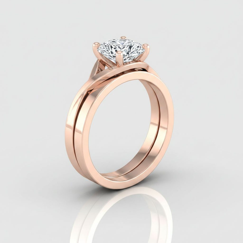 The Priscilla Matching Wedding Band, Cushion in 14K Rose Gold