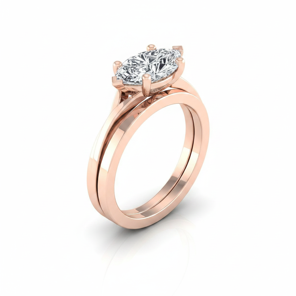 The Priscilla Matching Wedding Band, Marquise in 14K Rose Gold