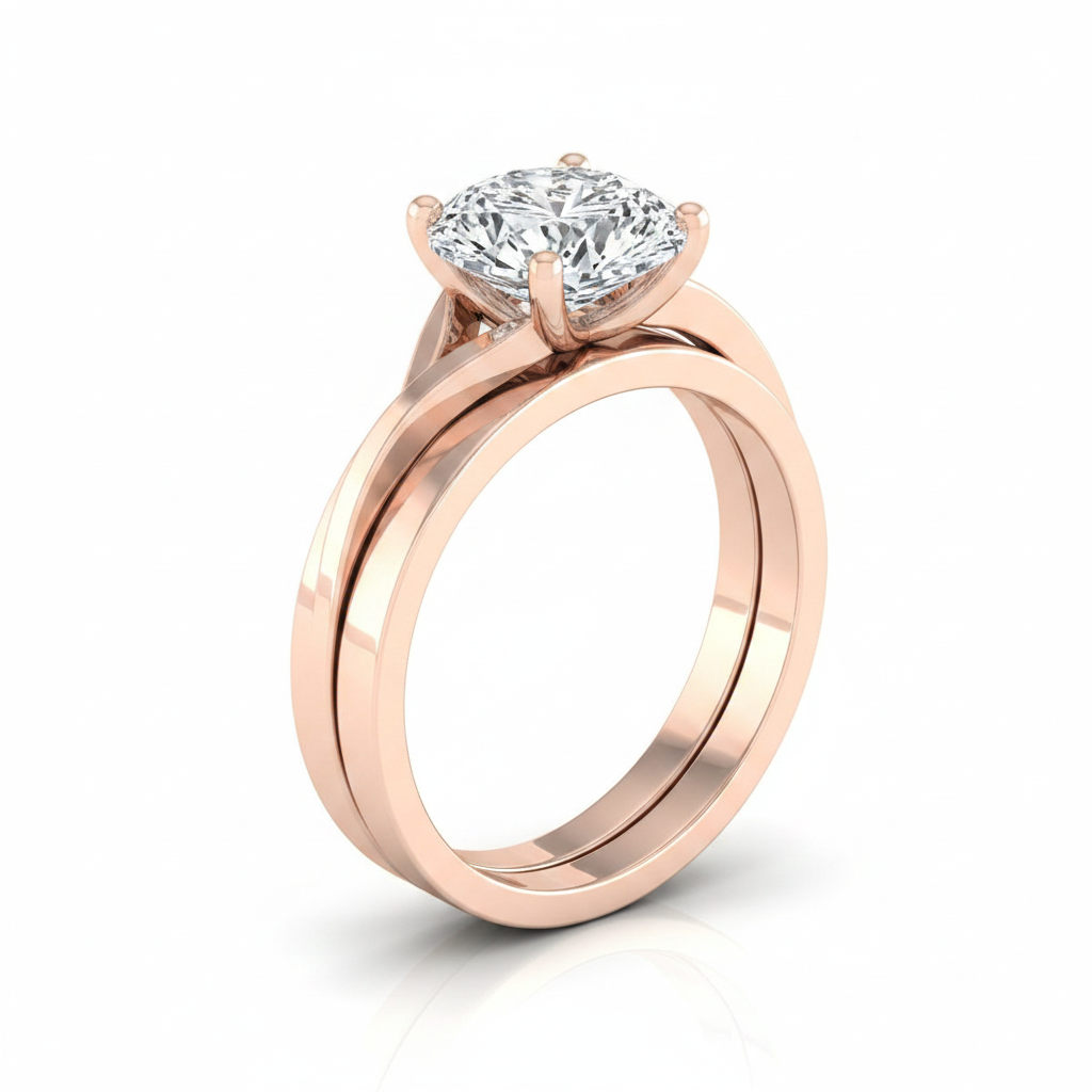 The Priscilla Matching Wedding Band, Oval in 14K Rose Gold