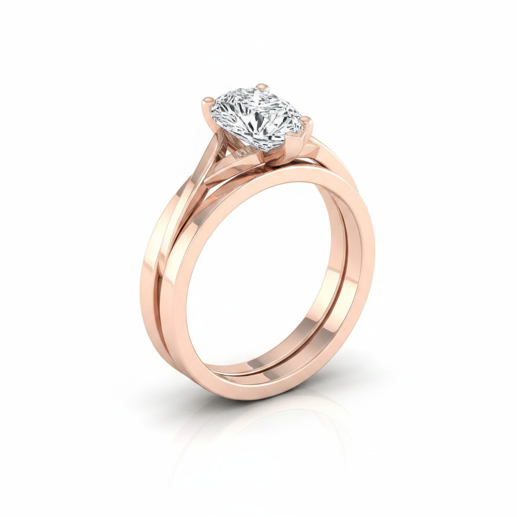 The Priscilla Matching Wedding Band, Pear in 14K Rose Gold