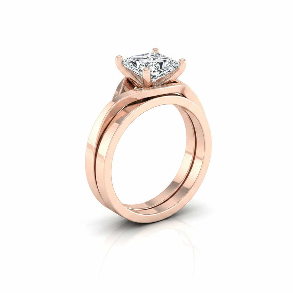 The Priscilla Matching Wedding Band, Princess in 14K Rose Gold