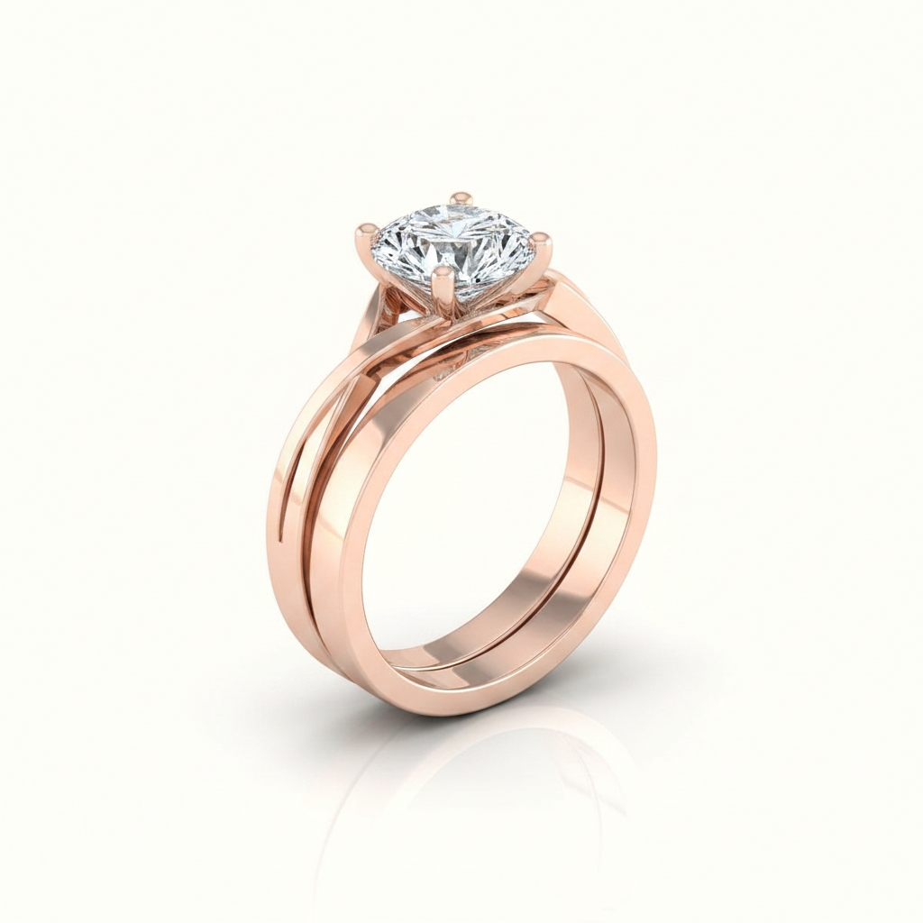 The Priscilla Matching Wedding Band, Round in 14K Rose Gold