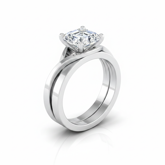 The Priscilla Matching Wedding Band, Asscher in 18K White Gold