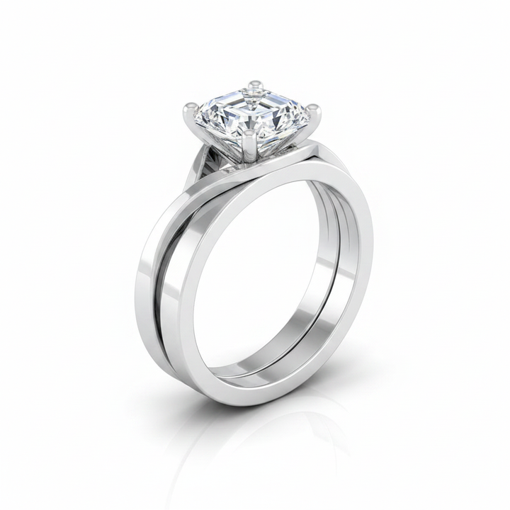 The Priscilla Matching Wedding Band, Asscher in 18K White Gold