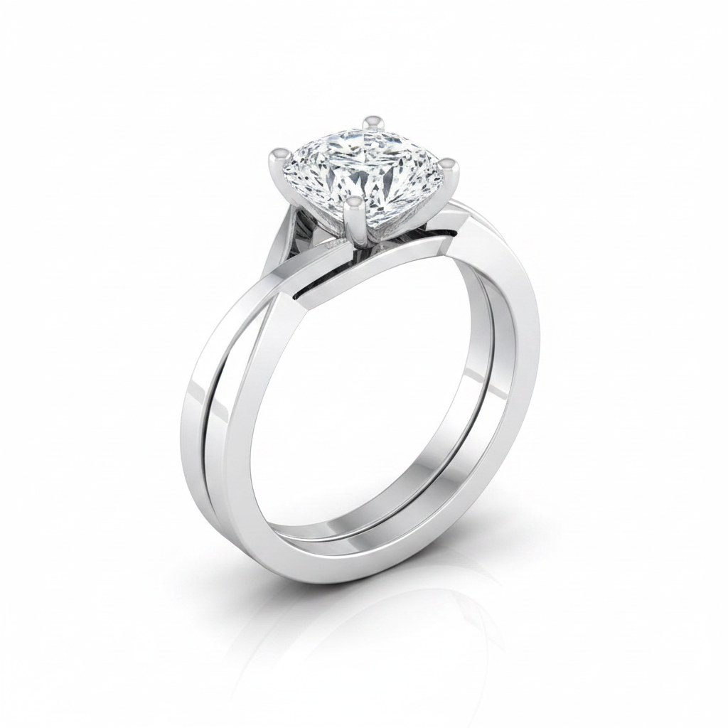 The Priscilla Matching Wedding Band, Cushion in 18K White Gold