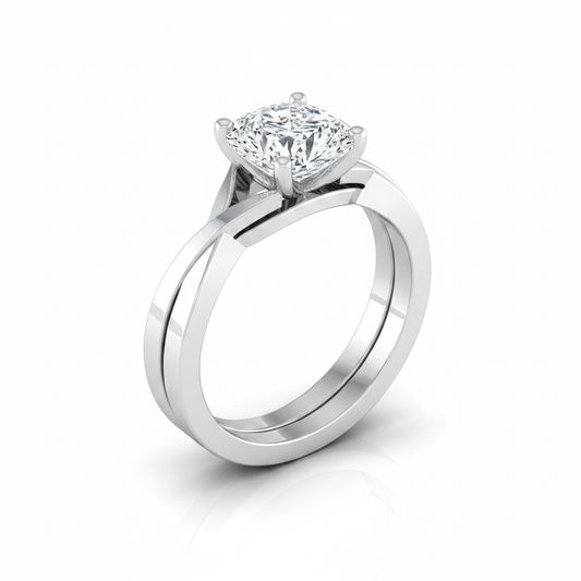 The Priscilla Matching Wedding Band, Cushion in 18K White Gold