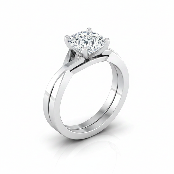 The Priscilla Matching Wedding Band, Cushion in 18K White Gold | RockHer