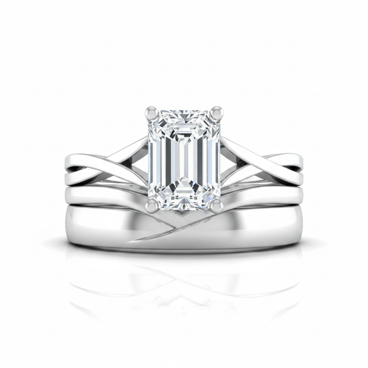 The Priscilla Matching Wedding Band, Emerald in 18K White Gold