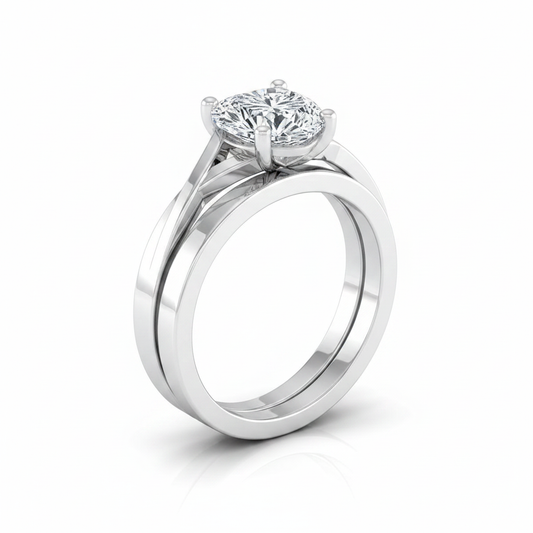 The Priscilla Matching Wedding Band, Heart in 18K White Gold