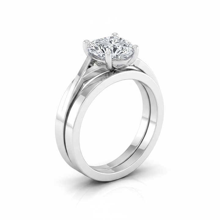 The Priscilla Matching Wedding Band, Heart in 18K White Gold
