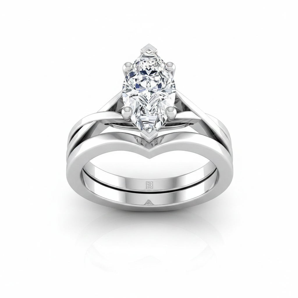 The Priscilla Matching Wedding Band, Marquise in 18K White Gold