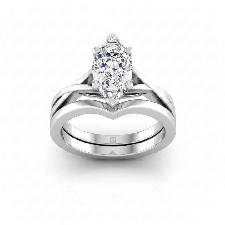 The Priscilla Matching Wedding Band, Marquise in 18K White Gold