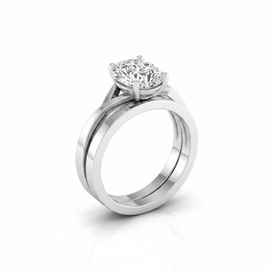 The Priscilla Matching Wedding Band, Oval in 18K White Gold