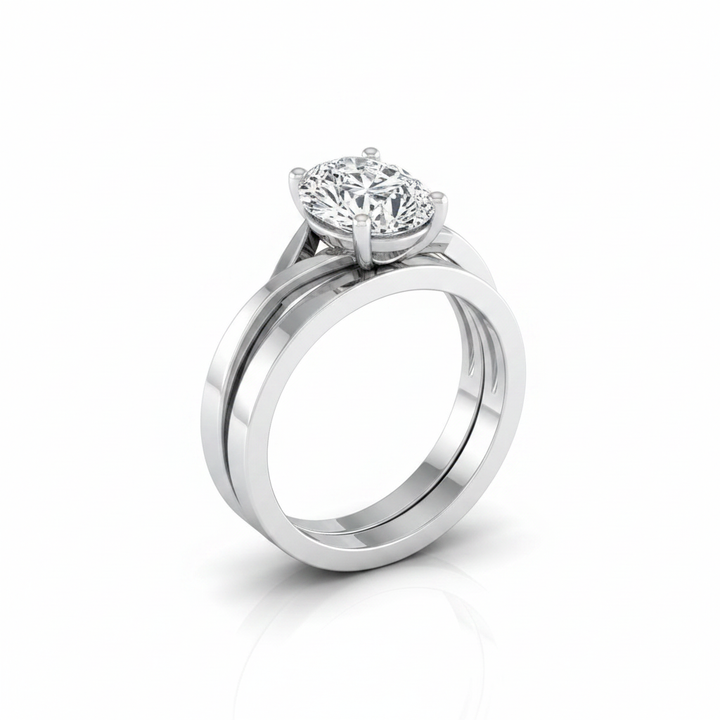 The Priscilla Matching Wedding Band, Oval in 18K White Gold | RockHer