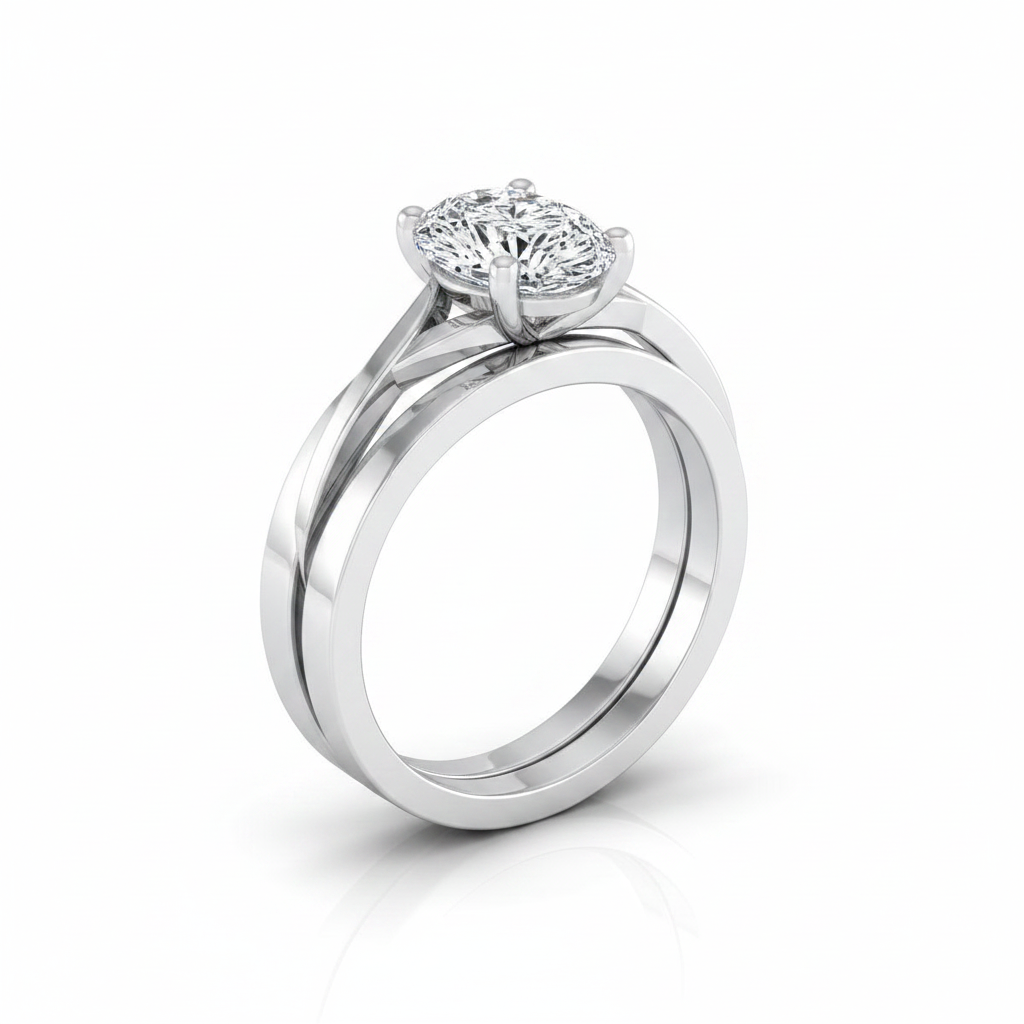 The Priscilla Matching Wedding Band, Pear in 18K White Gold