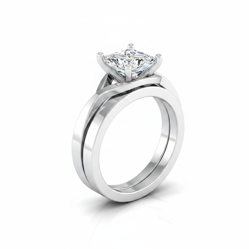 The Priscilla Matching Wedding Band, Princess in 18K White Gold