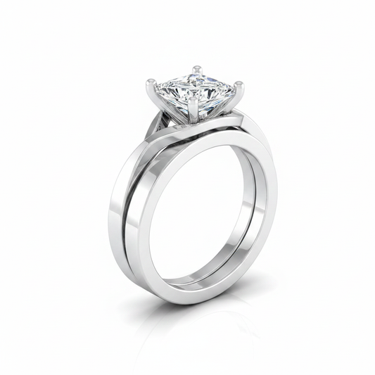 The Priscilla Matching Wedding Band, Princess in 18K White Gold