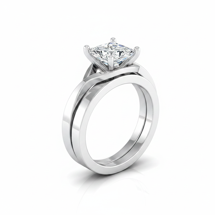 The Priscilla Matching Wedding Band, Princess in 18K White Gold