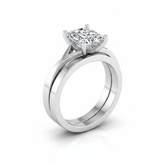 The Priscilla Matching Wedding Band, Radiant in 18K White Gold