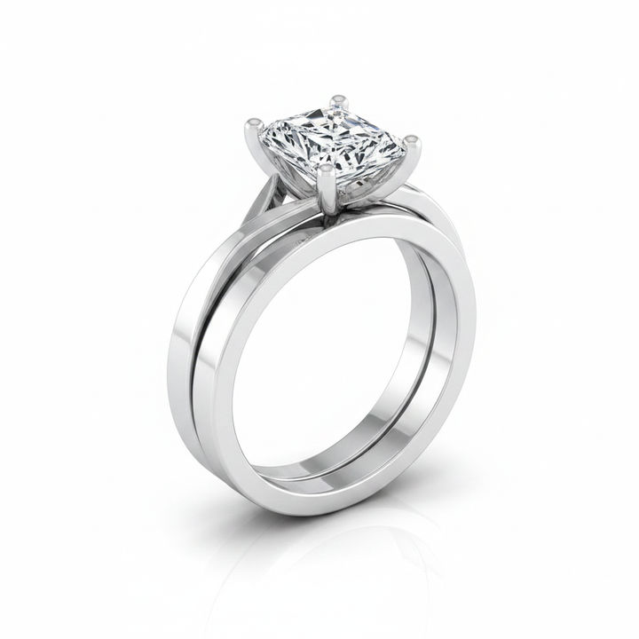 The Priscilla Matching Wedding Band, Radiant in 18K White Gold | RockHer