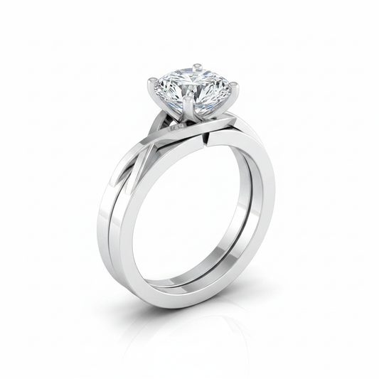 The Priscilla Matching Wedding Band, Round in 18K White Gold
