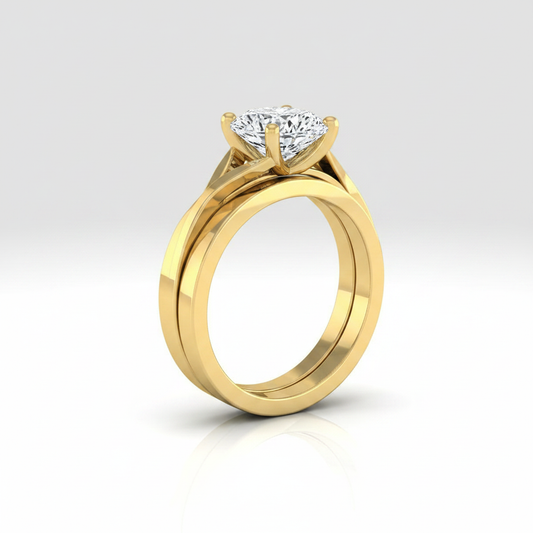 The Priscilla Matching Wedding Band, Cushion in 18K Yellow Gold