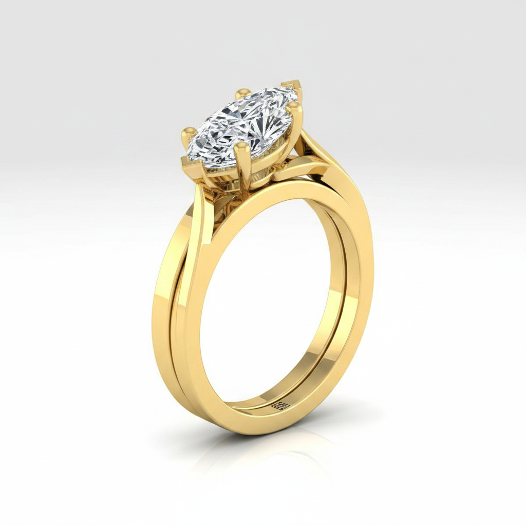 The Priscilla Matching Wedding Band, Marquise in 18K Yellow Gold