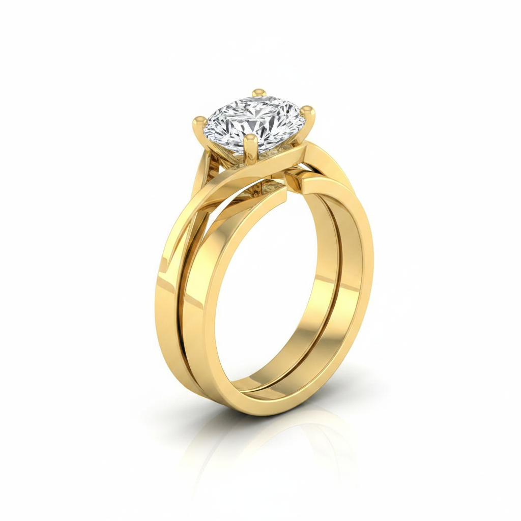 The Priscilla Matching Wedding Band, Oval in 18K Yellow Gold