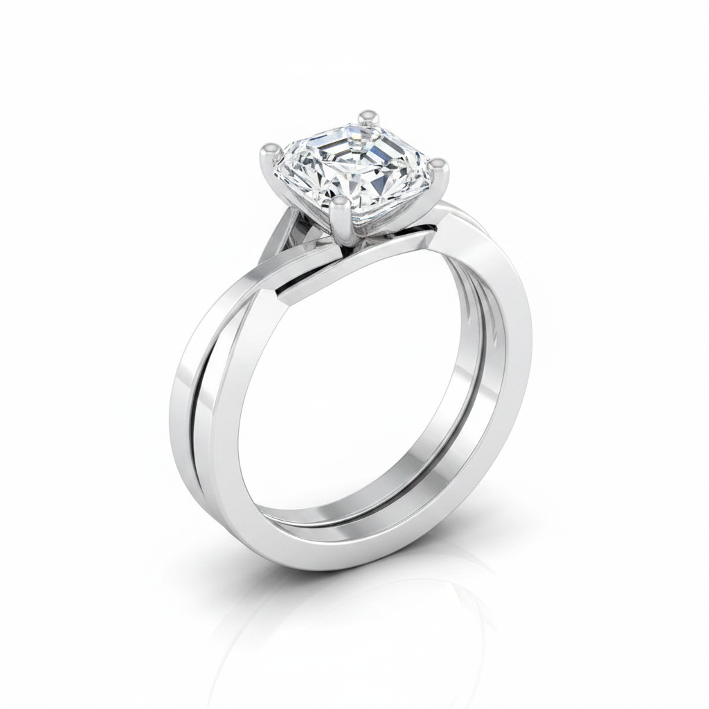 The Priscilla Matching Wedding Band, Asscher in Platinum