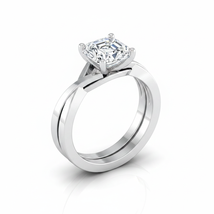 The Priscilla Matching Wedding Band, Asscher in Platinum | RockHer