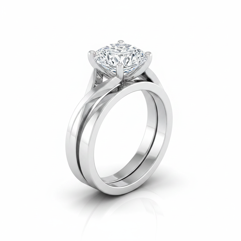 The Priscilla Matching Wedding Band, Cushion in Platinum