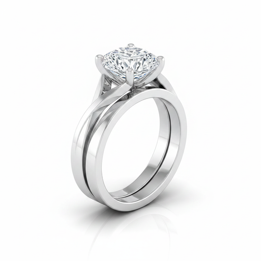 The Priscilla Matching Wedding Band, Cushion in Platinum