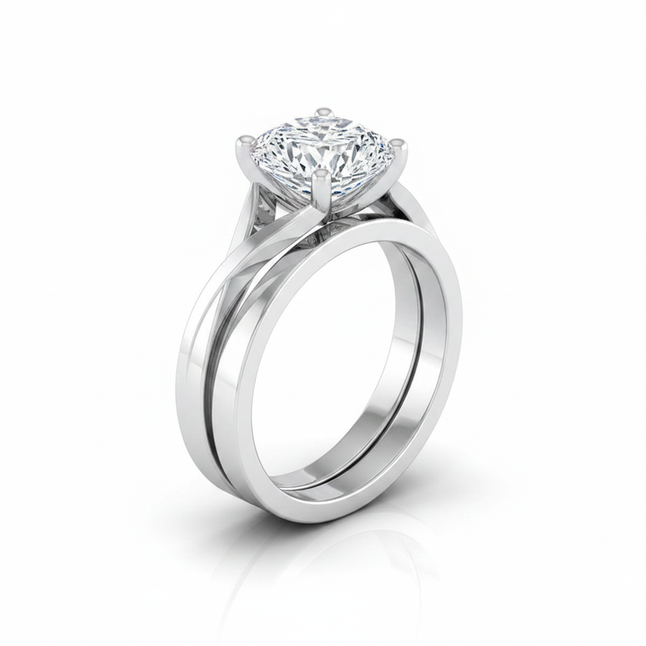 The Priscilla Matching Wedding Band, Cushion in Platinum | RockHer