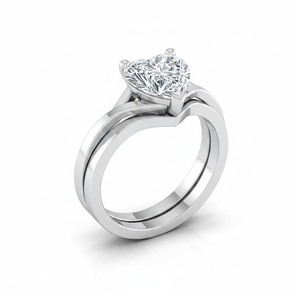 The Priscilla Matching Wedding Band, Heart in Platinum