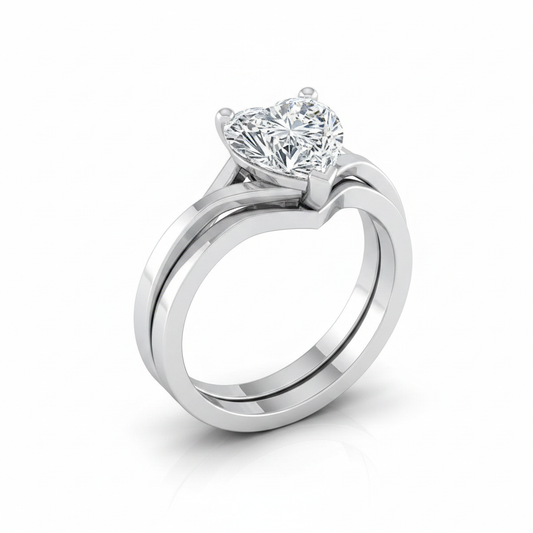 The Priscilla Matching Wedding Band, Heart in Platinum