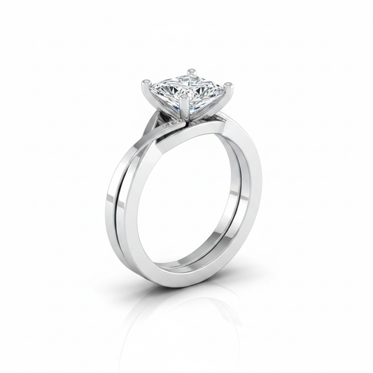 The Priscilla Matching Wedding Band, Princess in Platinum