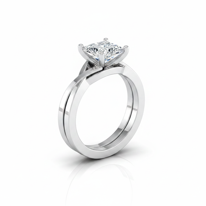 The Priscilla Matching Wedding Band, Princess in Platinum | RockHer