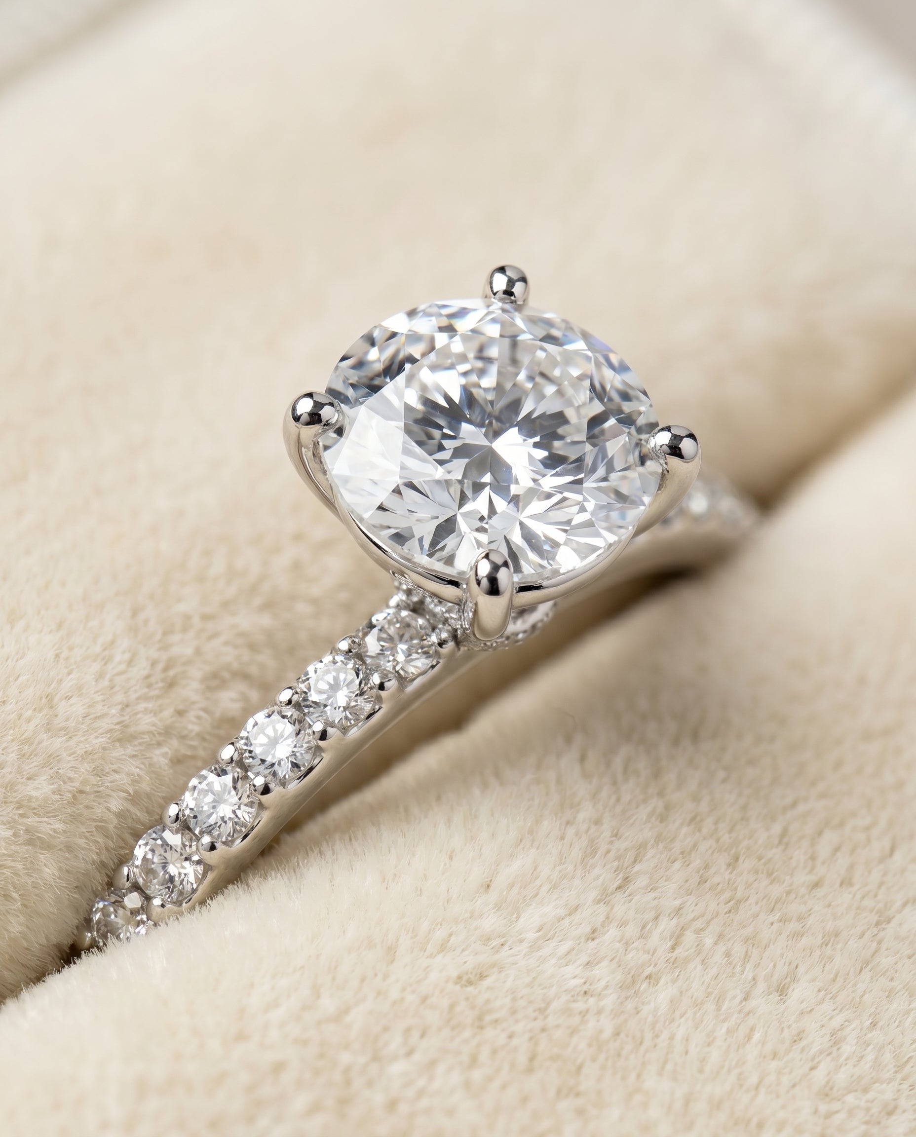 Platinum band of The Cherie round engagement ring setting | RockHer