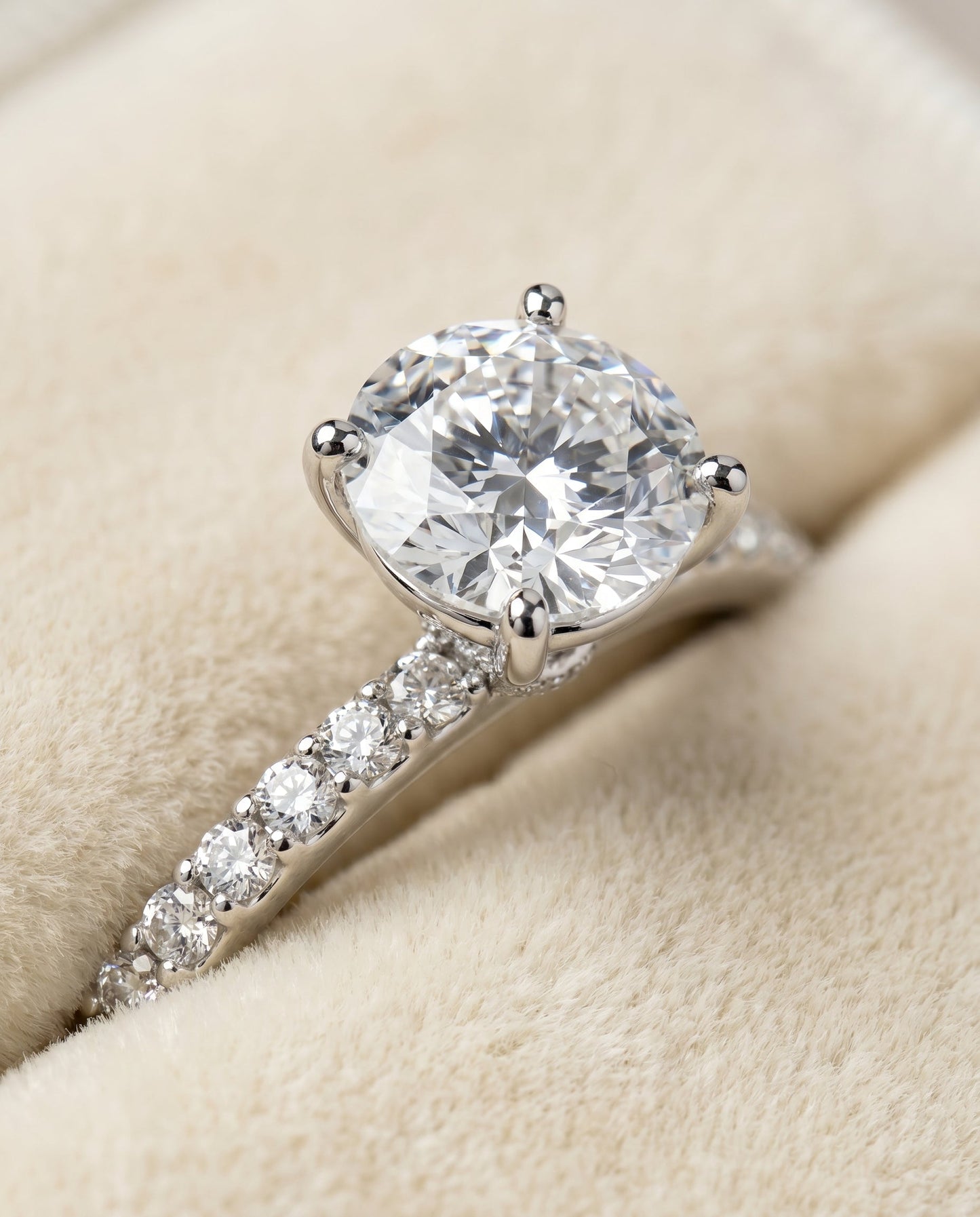 Cherie Select Quarter Shank Hidden Halo Solitaire Oval in 18K White Gold – view 4