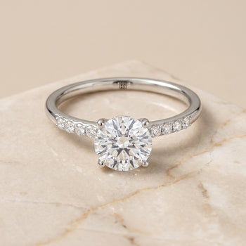 The Cherie Hidden Halo Pavé Solitaire Round Engagement Ring Setting in Platinum