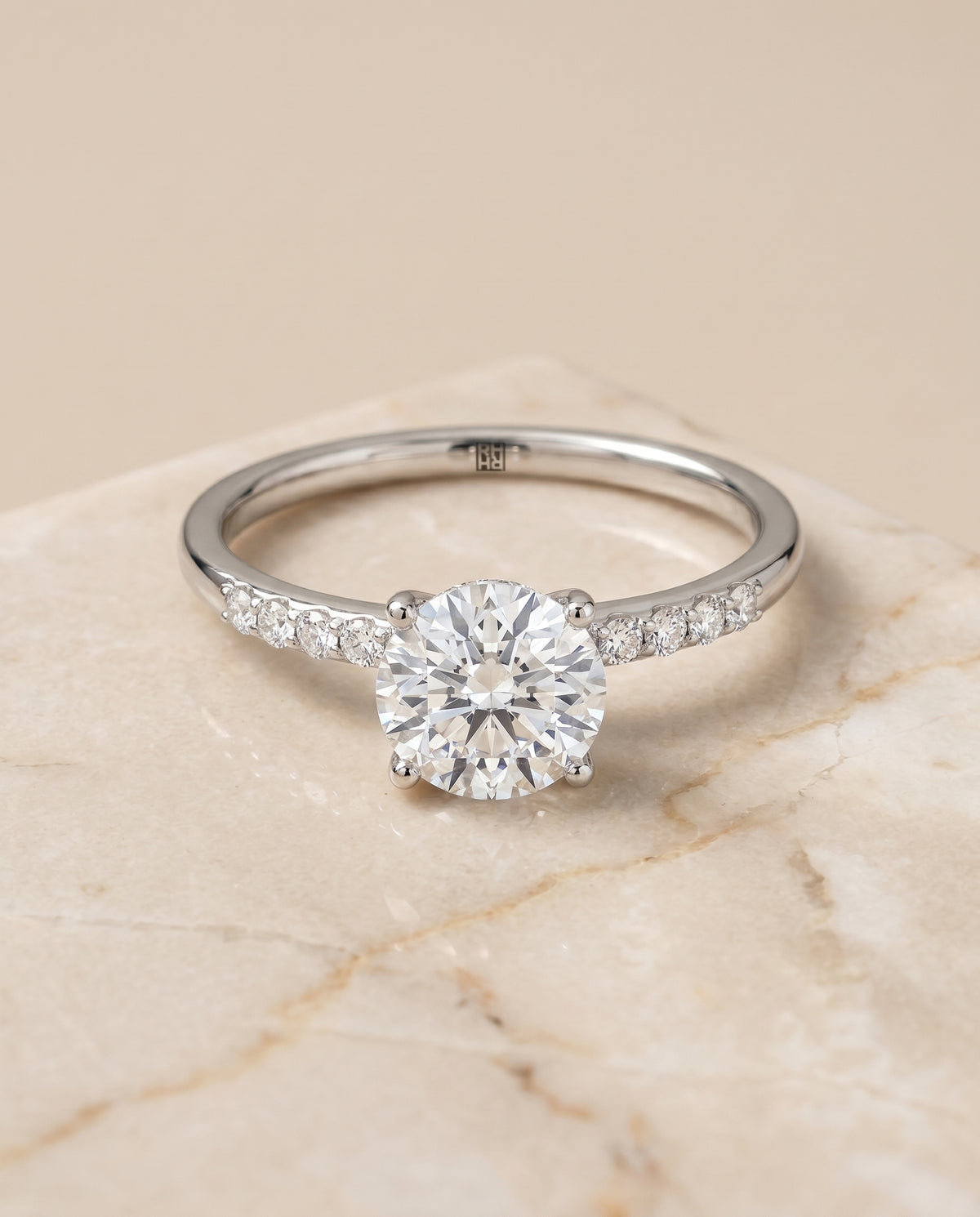 The Cherie round engagement ring setting in Platinum | RockHer