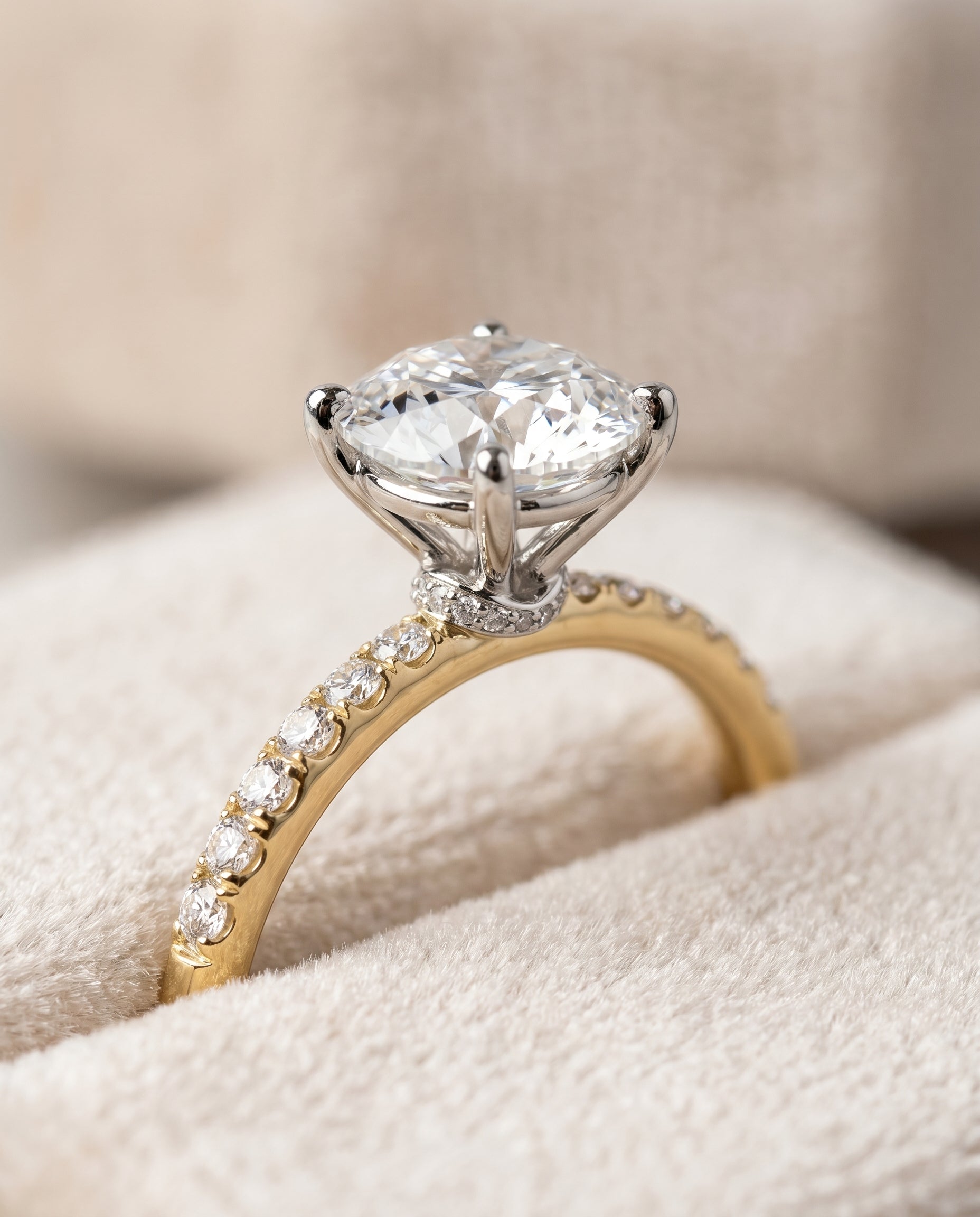 18K Yellow Gold band of The Cherie round engagement ring setting | RockHer