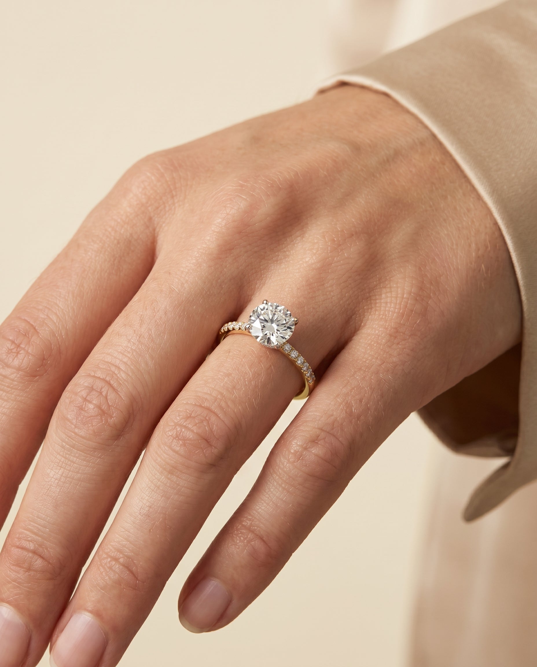 The Cherie setting for round diamonds, made to order in 18K Yellow Gold | RockHer